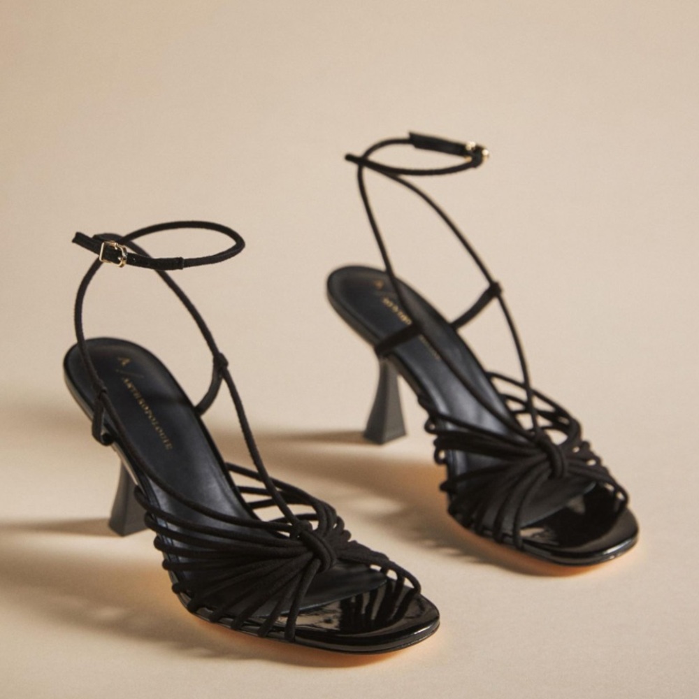 Anthropologie Black Strappy Heels
